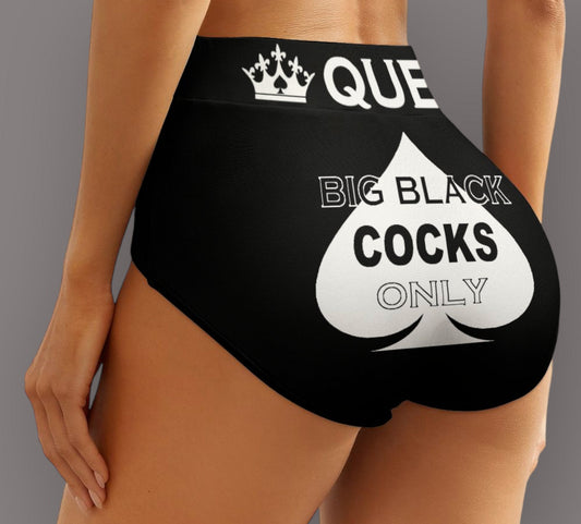 BIG BLACK COCKS only, Panties, slut clothing, cuckolding, hotwife panties, qos thong, queen of spades, panties queen of spades