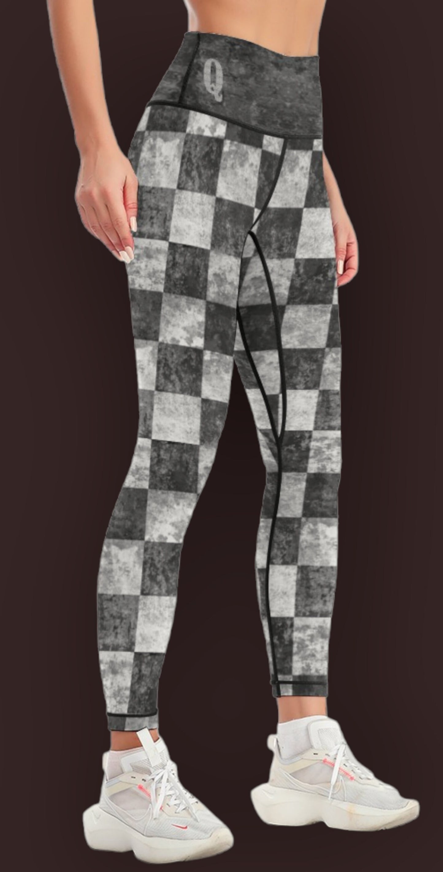 QUEEN OF SPADES checkerboard  legging, queen of spades, qos, queen of spades clothing, bbc slut, slut clothing, hotwife, qos clothing