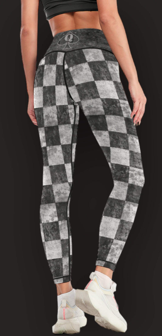 QUEEN OF SPADES checkerboard  legging, queen of spades, qos, queen of spades clothing, bbc slut, slut clothing, hotwife, qos clothing
