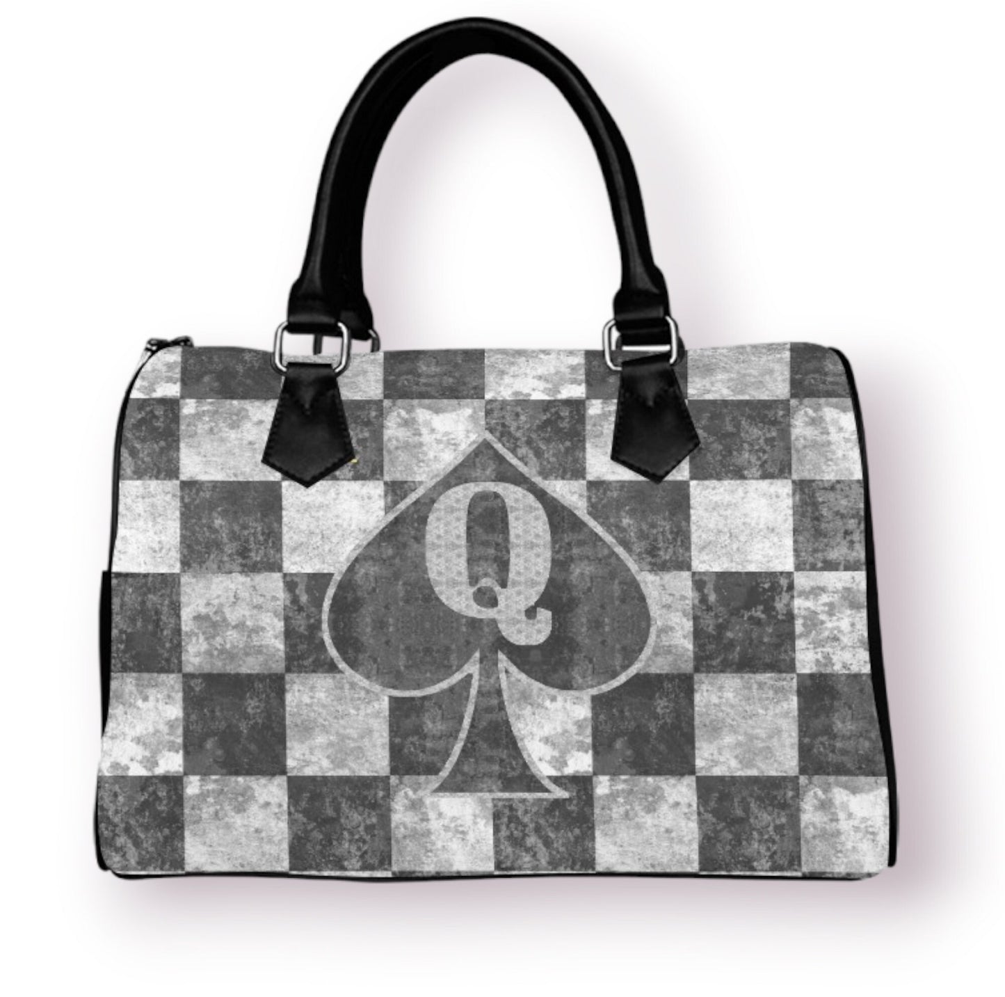 QUEEN OF SPADES checkerboard Handbag , slut clothing, cuckolding, hotwife bag, qos bag, queen of spadess clothing, queen of spades